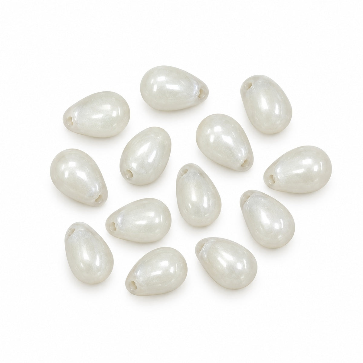 Drop Beads, Opal White Hematite (01000-14400), Glass, Czech Republic