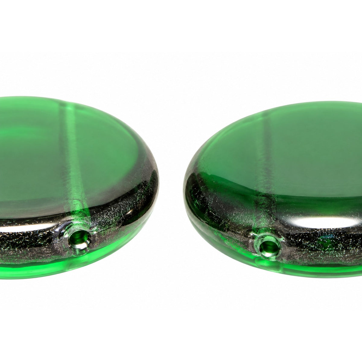 2-Hole Coin Beads, Transparent Green Emerald (50150), Glass, Czech Republic