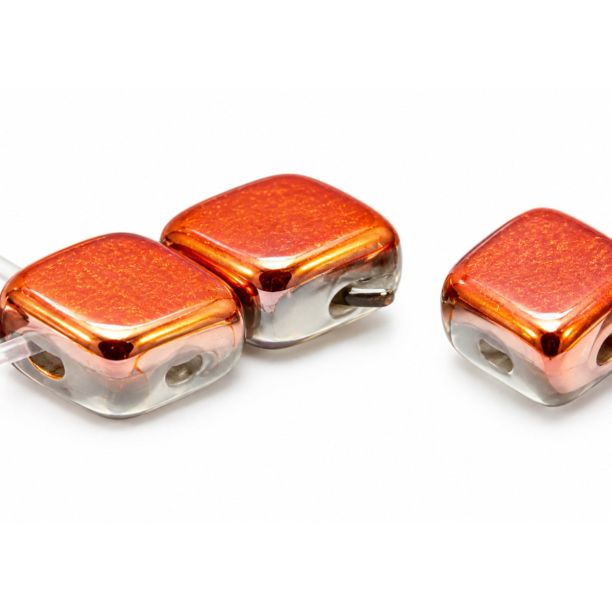 Silkt 2-Hole Beads, Chalk White Crystal Pinkyellow Coating (03000-27137), Glass, Czech Republic