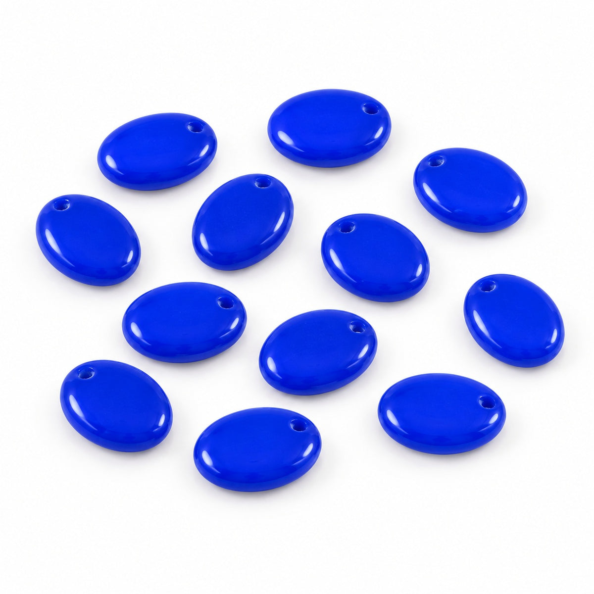 Oval Lentil Beads, Opaque Blue (33050), Glass, Czech Republic