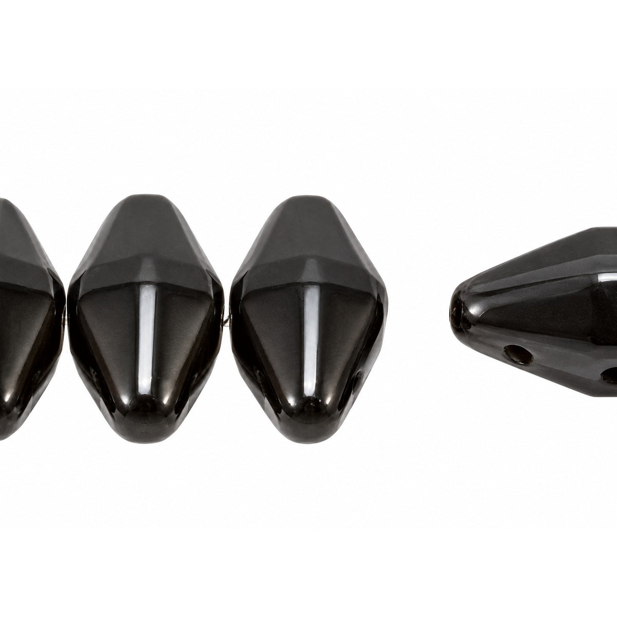 Oval Olive Beads, Black (23980), Glass, Czech Republic