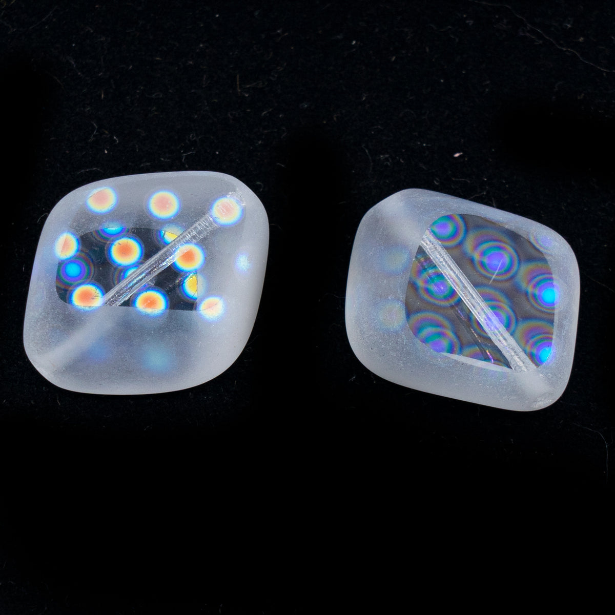 OUTLET 10 grams Table Cut Stone-Like Beads, 24 x 20 mm, Crystal Dot X2 (00030+AB-dot-x2), Glass, Czech Republic