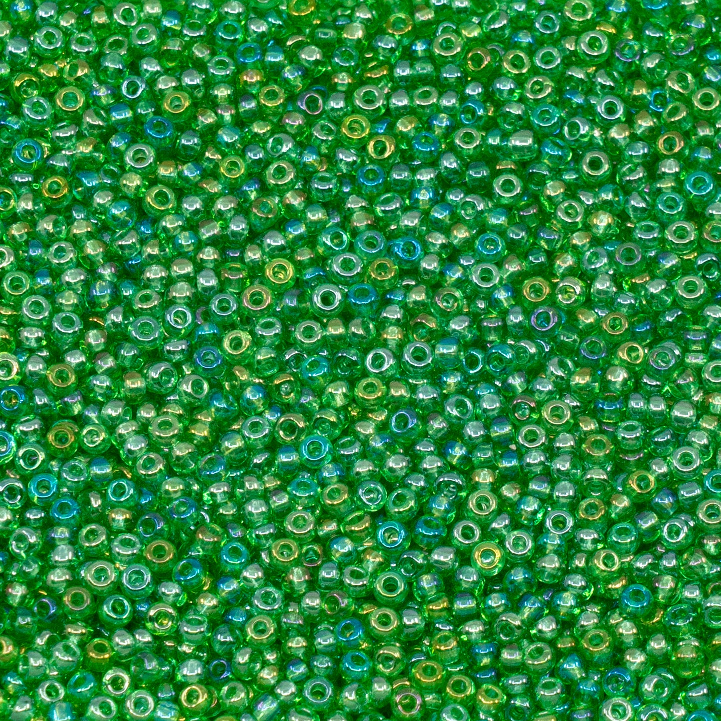 OUTLET 10 grams Preciosa Ornela Seed Beads, Round Hole, Loose, 10/0, transp. lt. green, rainbow (51100), Glass, Czech Republic