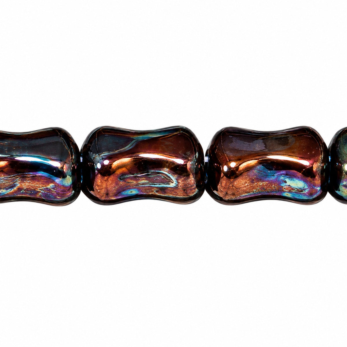 Shaped Pressed Beads, Black Vega Iris (23980-15781), Glass, Czech Republic