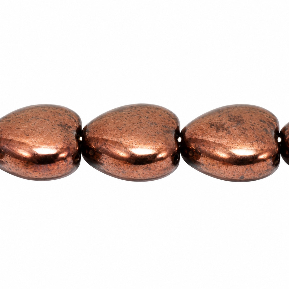 Heart Beads, Black Bronze (23980-14415), Glass, Czech Republic