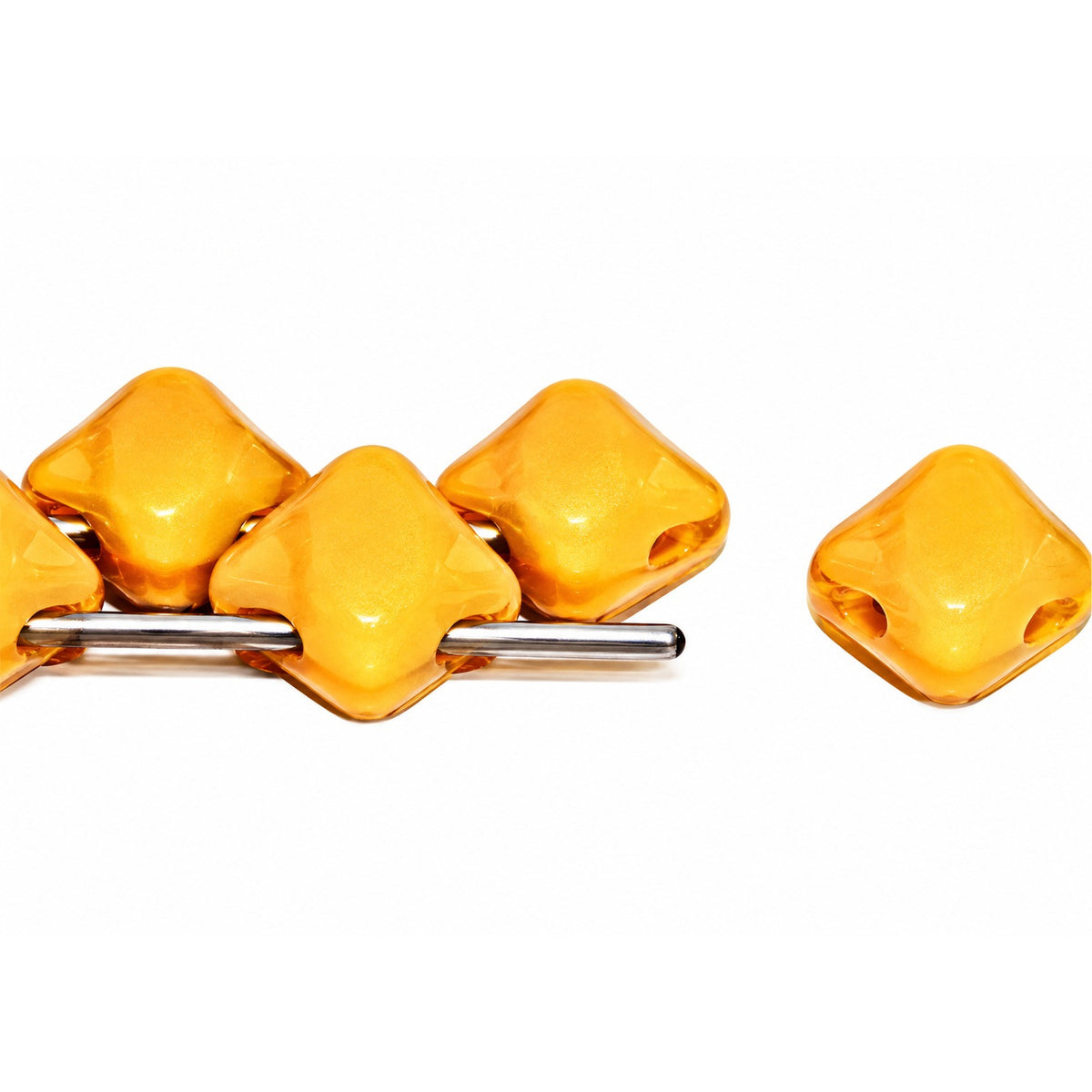 Silky 2-Hole Square Beads, Beige (13020), Glass, Czech Republic