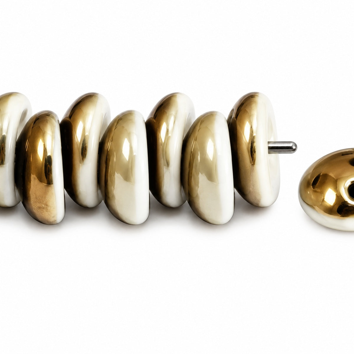 Piggy Beads, Chalk White Crystal Bronze Capri (03000-22601), Glass, Czech Republic