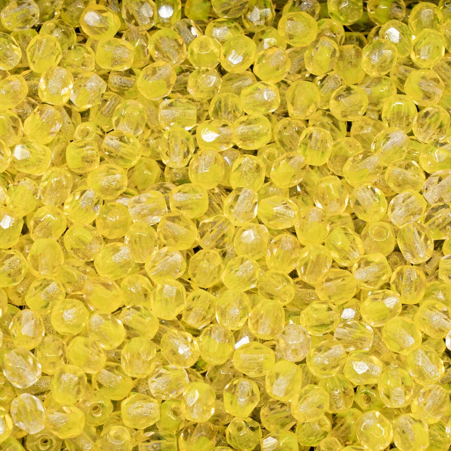 アウトレット 250g ファセットラウンドファイアポリッシュビーズ、4 x 4 mm、イエローミックスカラー2 (00030-81800)、ガラス、チェコ共和国