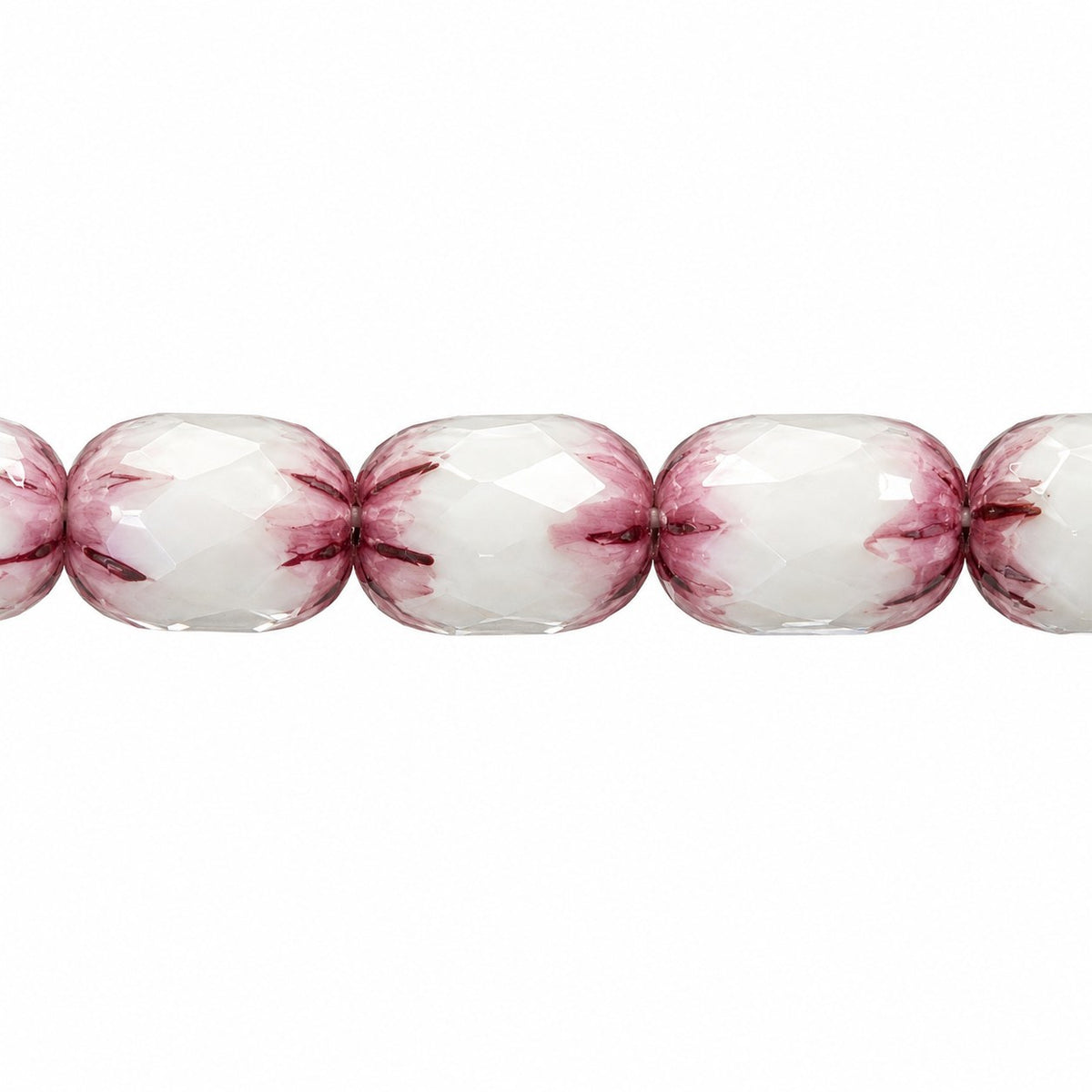 Faceted Fire Polished Beads Special Cut, White Terracotta Violet (02010-15496), Glass, Czech Republic