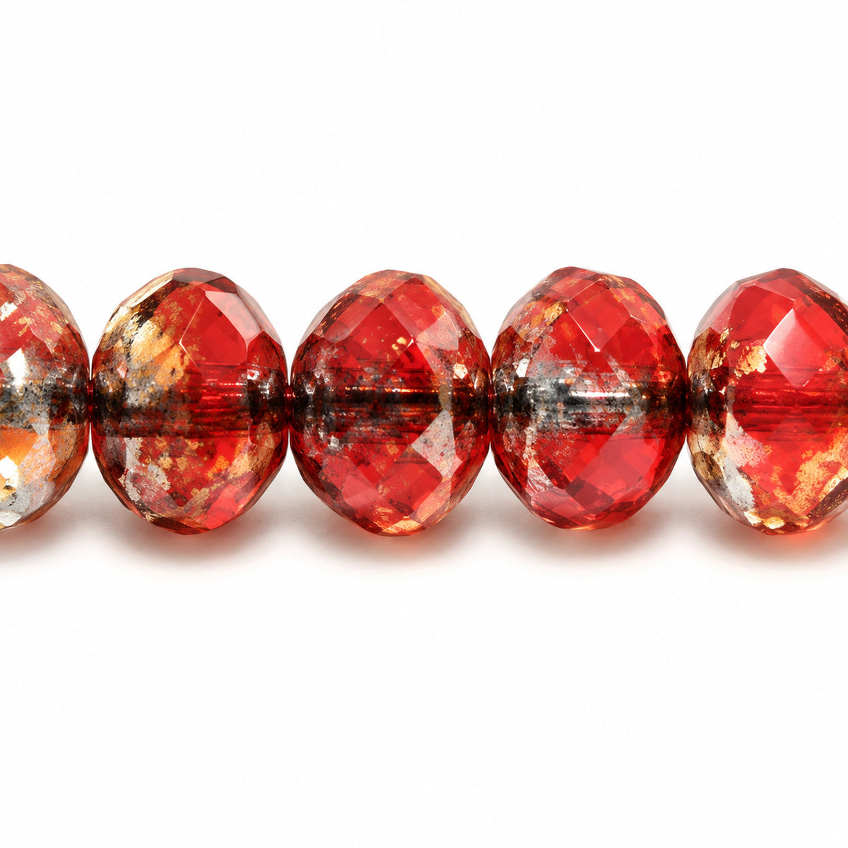 Rondelle Faceted Fire Polish Beads, Ts048 Platin (ts048-13702), Glass, Czech Republic