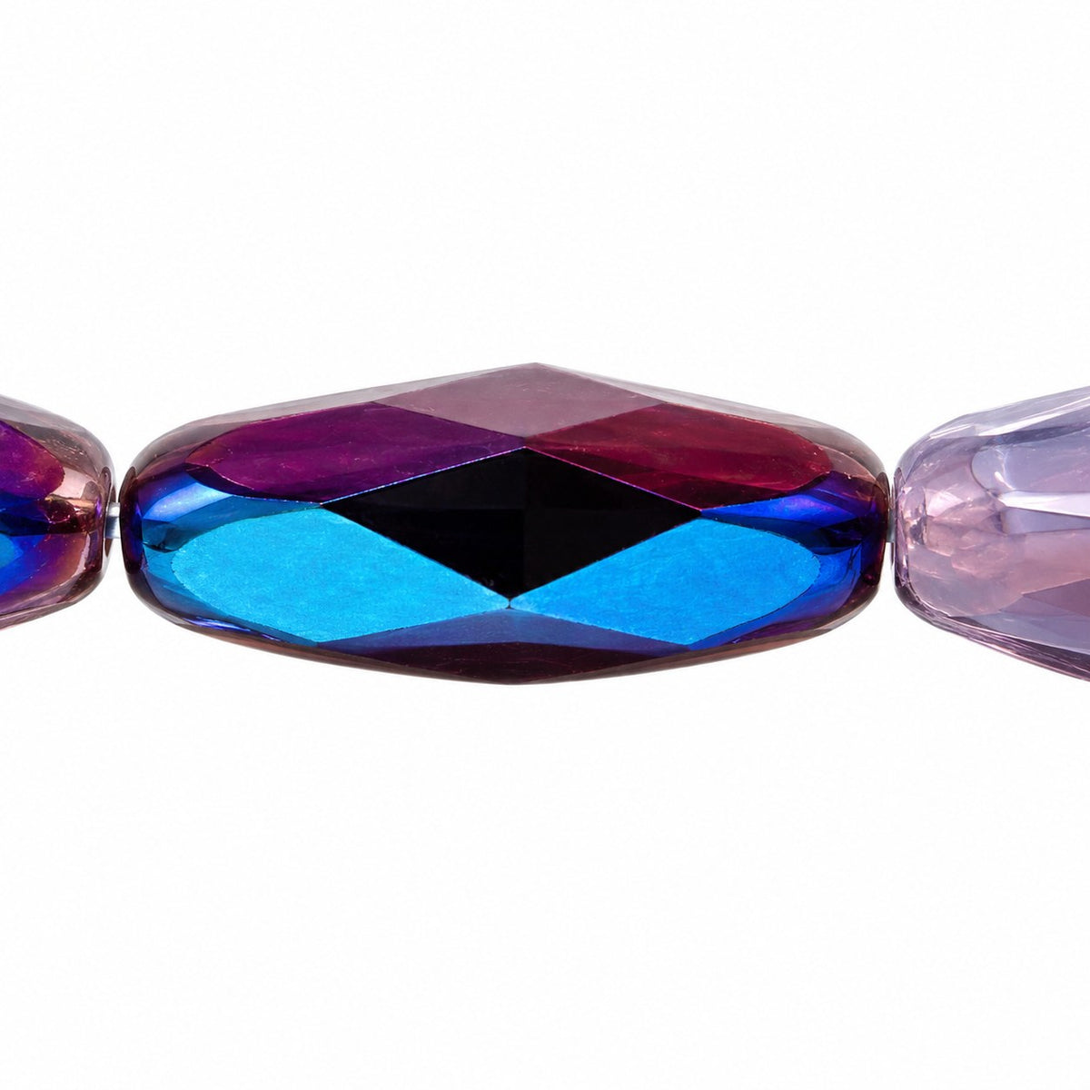 Fire Polished Faceted Oval Beads, Opal Dark Lavender 23101 (21010-23101), Glass, Czech Republic