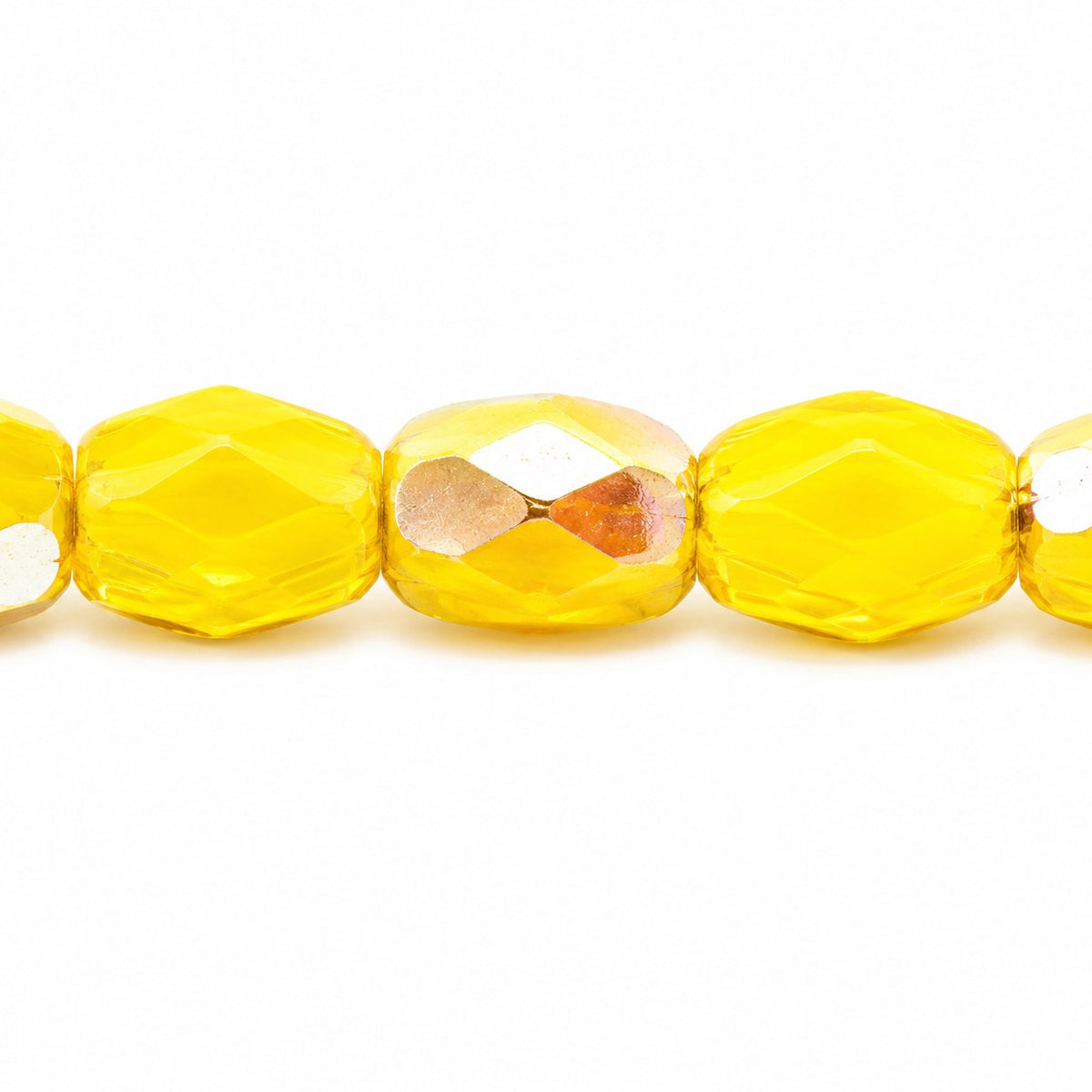 Oval Faceted Beads, Yellow Ab (83120-28701), Glass, Czech Republic