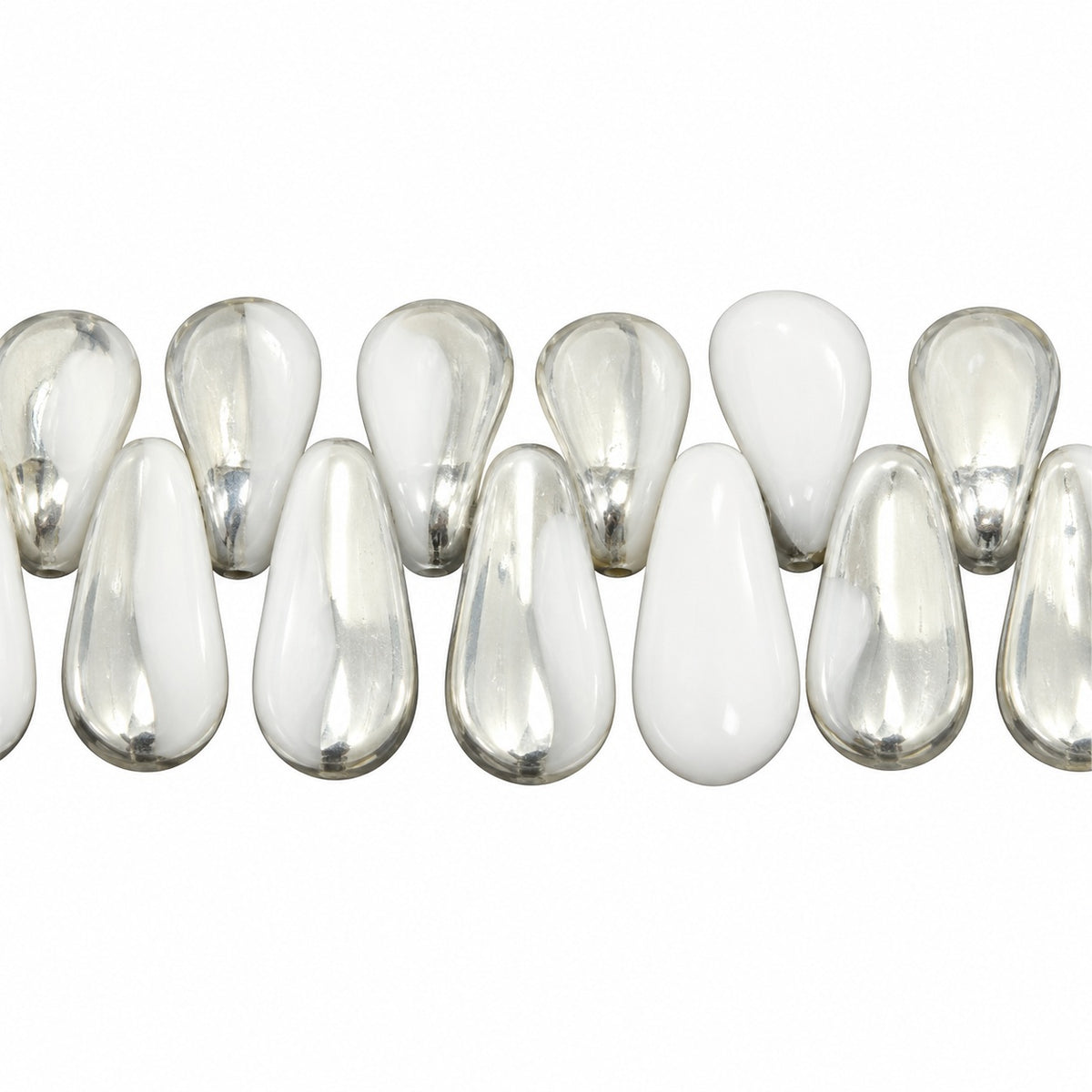 Dagger Beads, Chalk White Crystal Silver Half Coating (03000-27001), Glass, Czech Republic