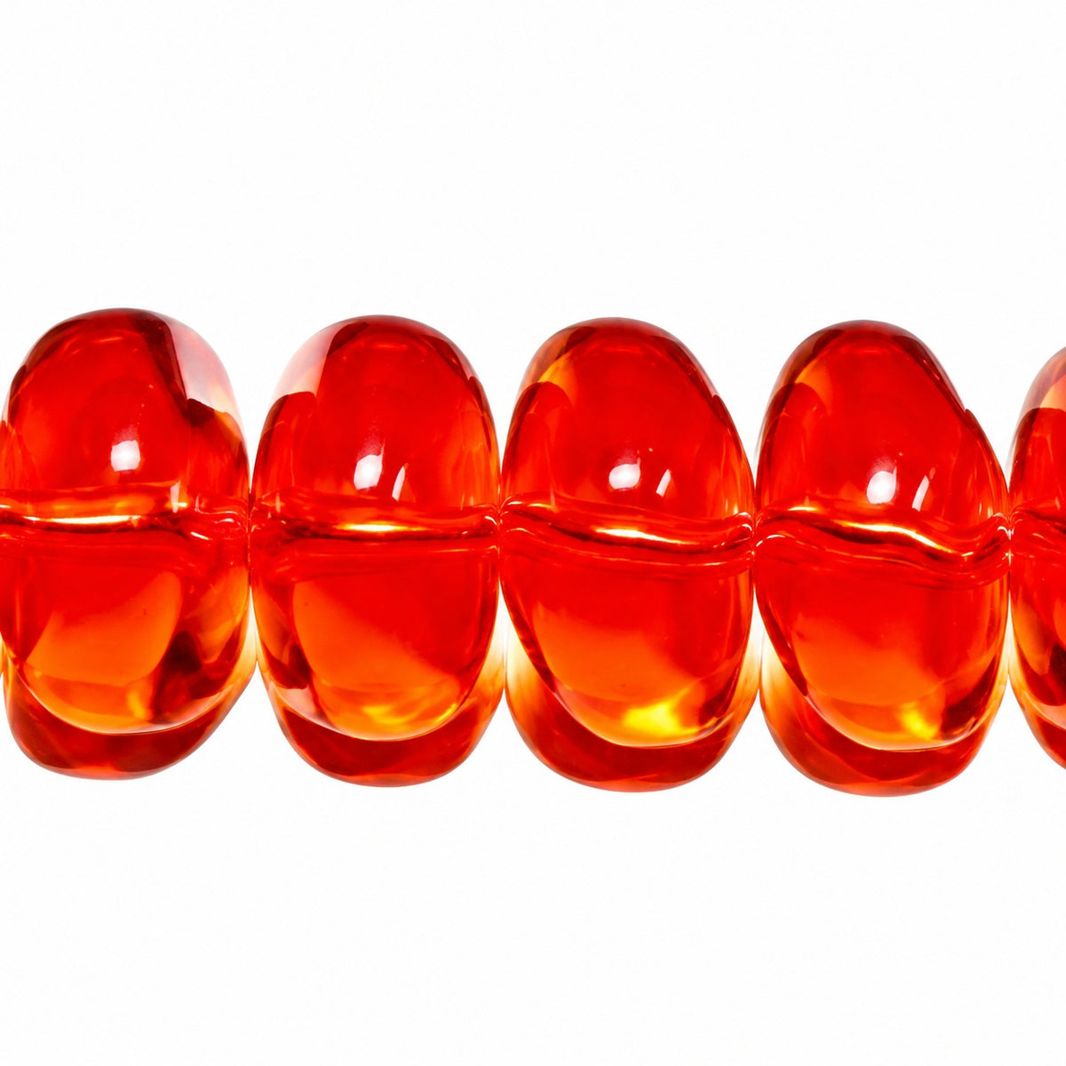 Pressed Rondelle Beads, Transparent Orange (10080), Glass, Czech Republic