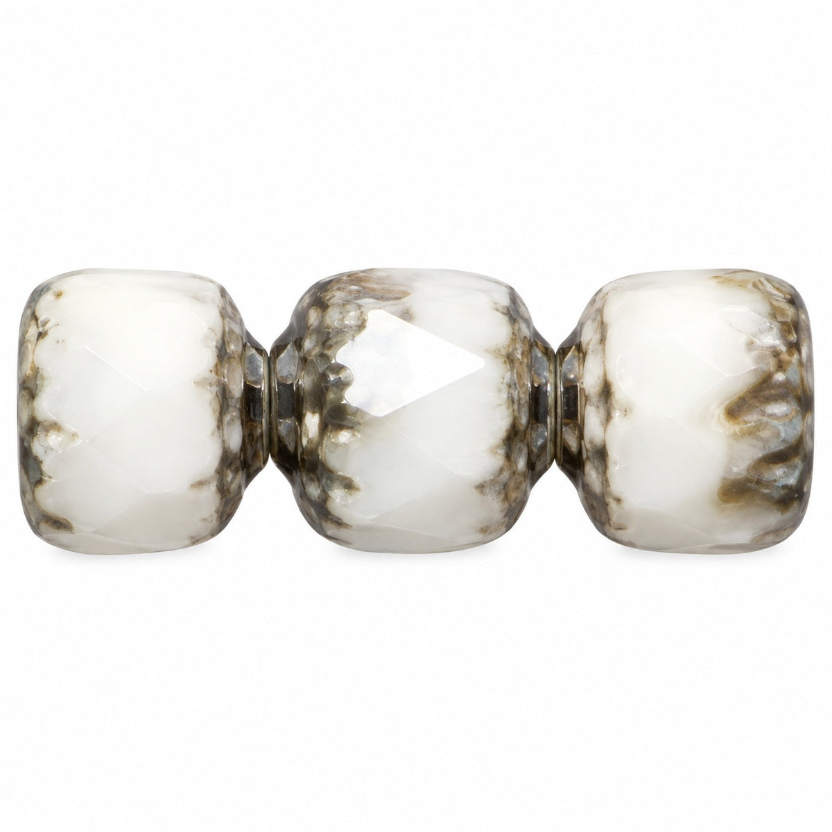 Cathedral Faceted Fire Polished Beads, X3088 Platin (x3088-13702), Glass, Czech Republic
