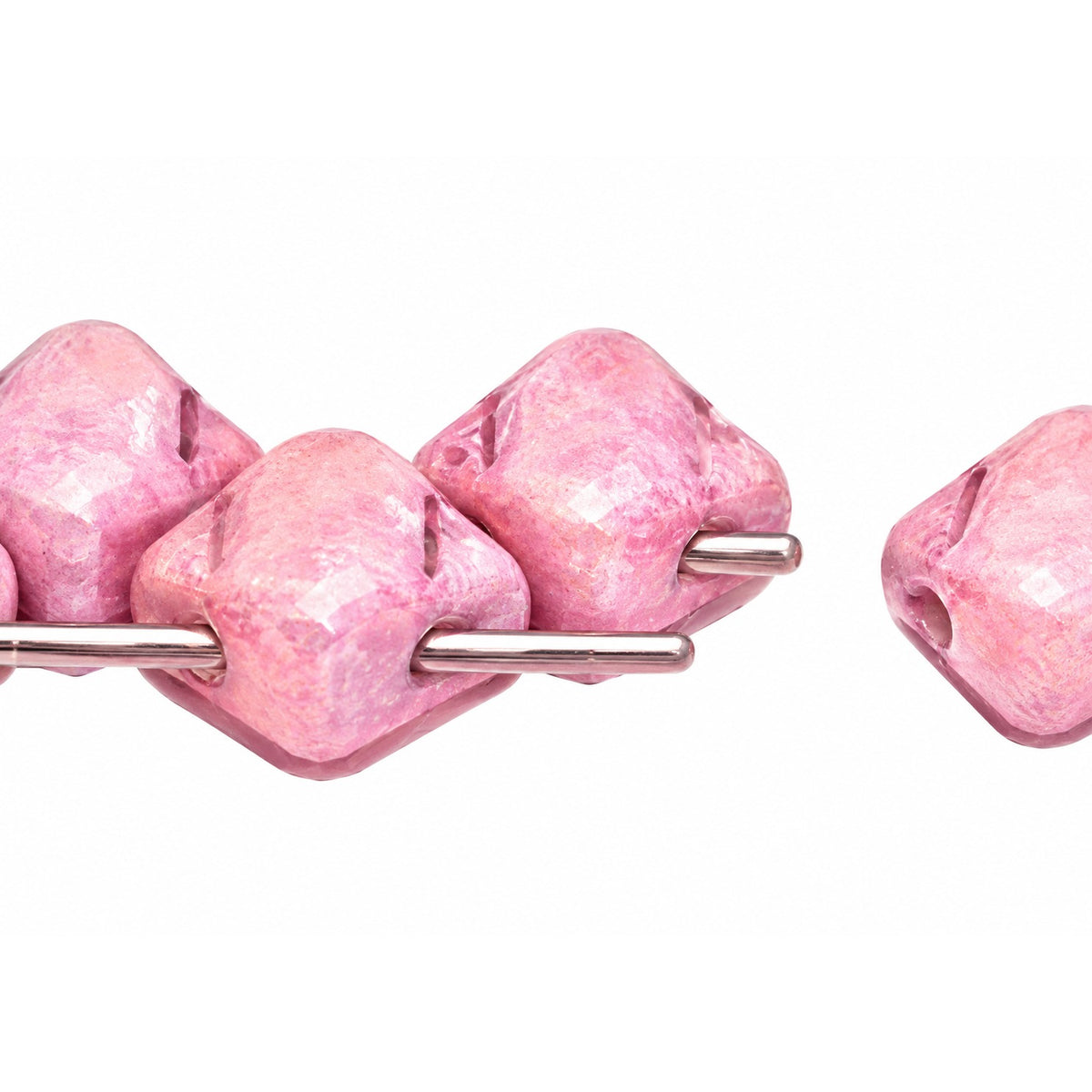 Silky 2-Hole Square Beads, Chalk White Luster Lila (03000-14494), Glass, Czech Republic
