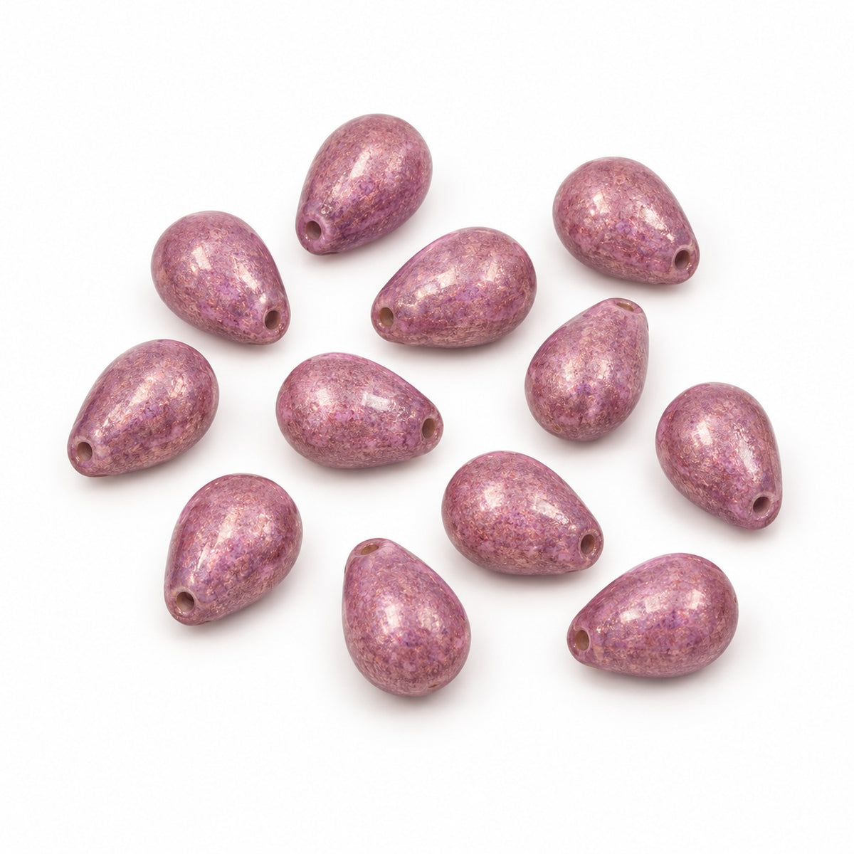 Drop Beads, White Purple (02010-15726), Glass, Czech Republic