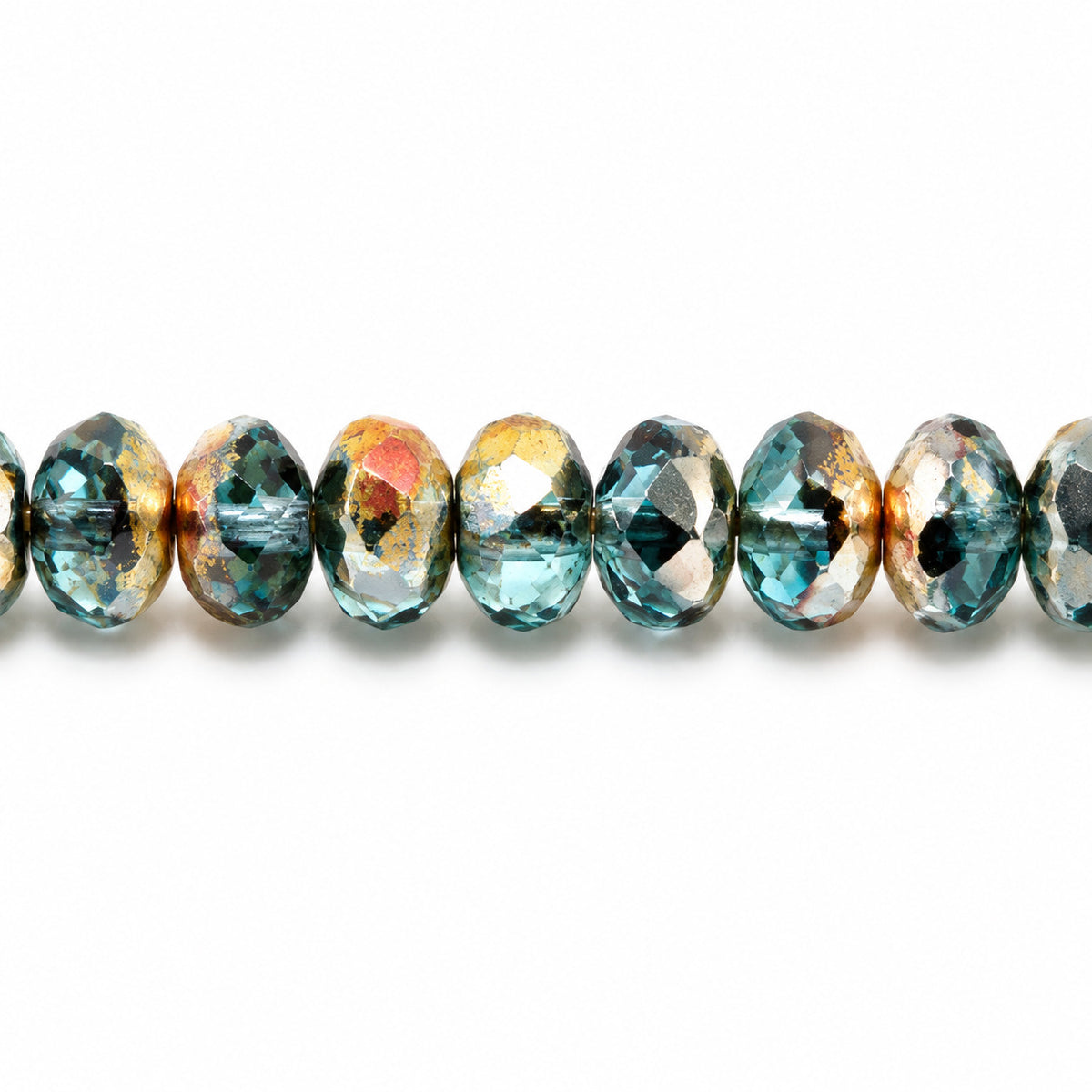 Special Cut Faceted Fire Polished Beads, Transparent Aqua Volcano (60010-28001), Glass, Czech Republic