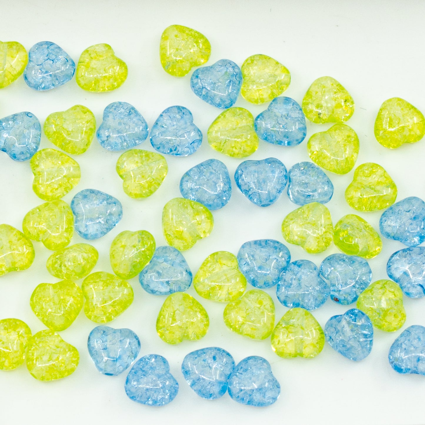 OUTLET 10 grams Heart Beads, 6 x 6 mm, Crystal Cracked Mixed Colors (00030-85500-mix), Glass, Czech Republic