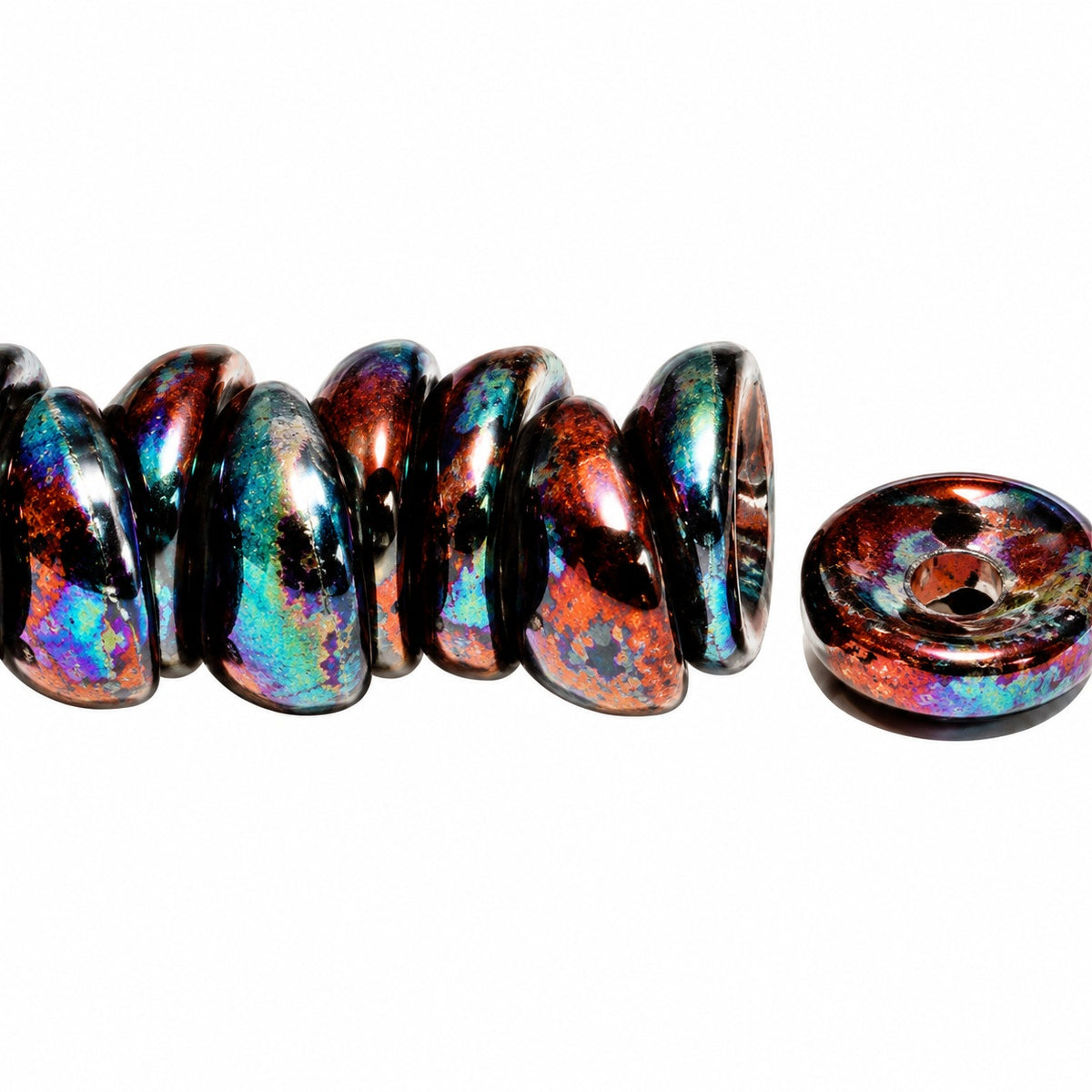 Piggy Beads, Black Vega Iris (23980-15781), Glass, Czech Republic