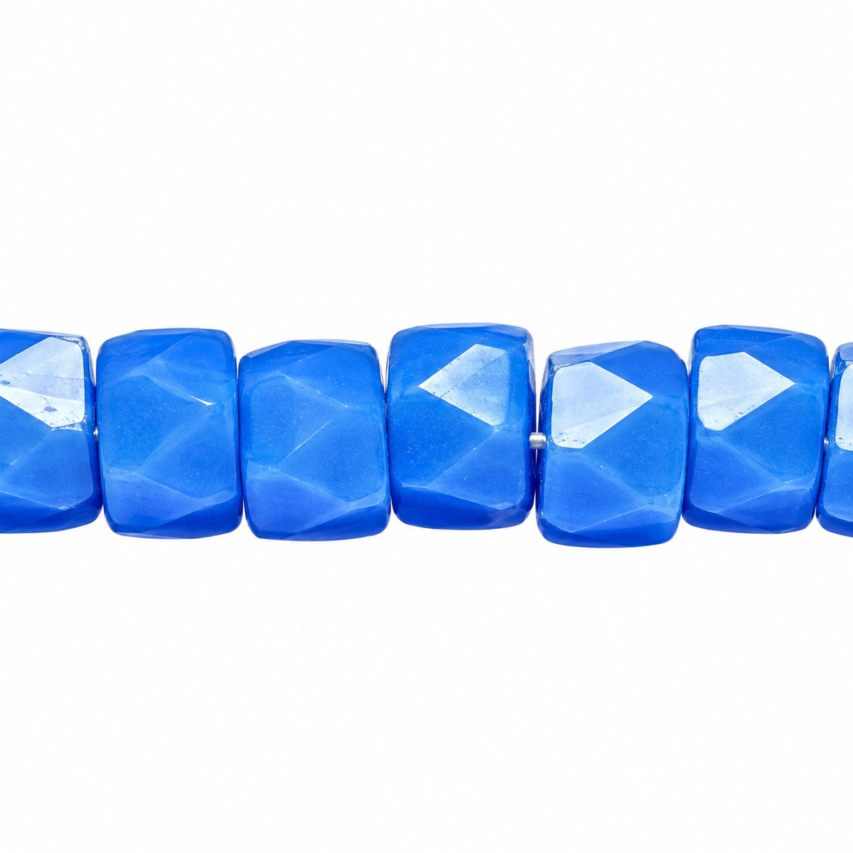 Faceted Oval Beads Special Cut, Opaque Blue (33030), Glass, Czech Republic