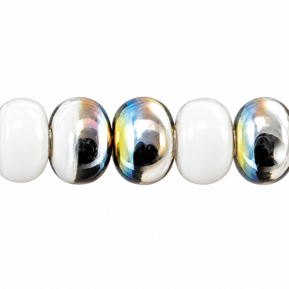 Oval Beads, Chalk White Volcano (03000-28001), Glass, Czech Republic