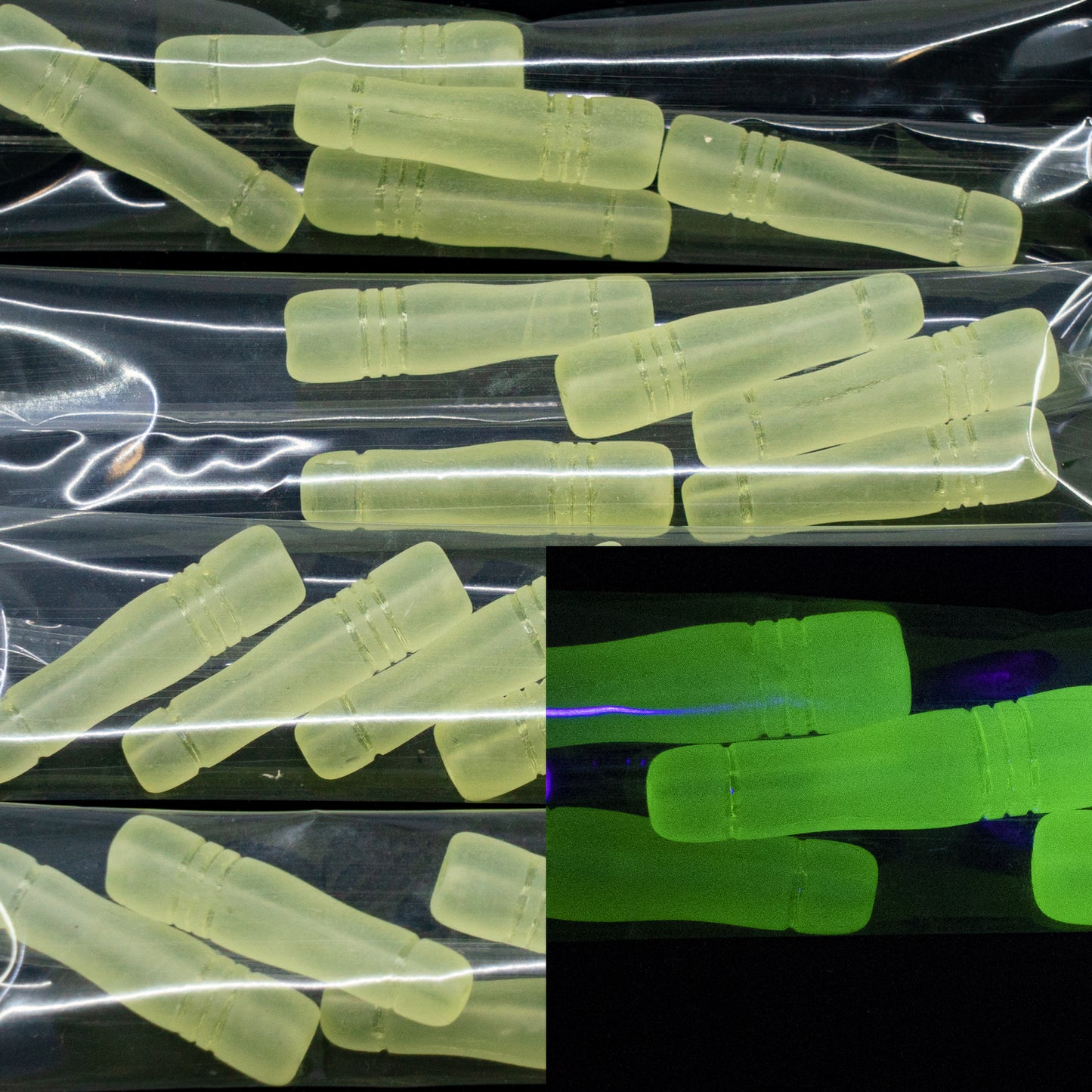 OUTLET 10 grams Balustre Beads, 29 x 7 mm, Transparent Yellow Matte (80130-84100), Glass, Czech Republic