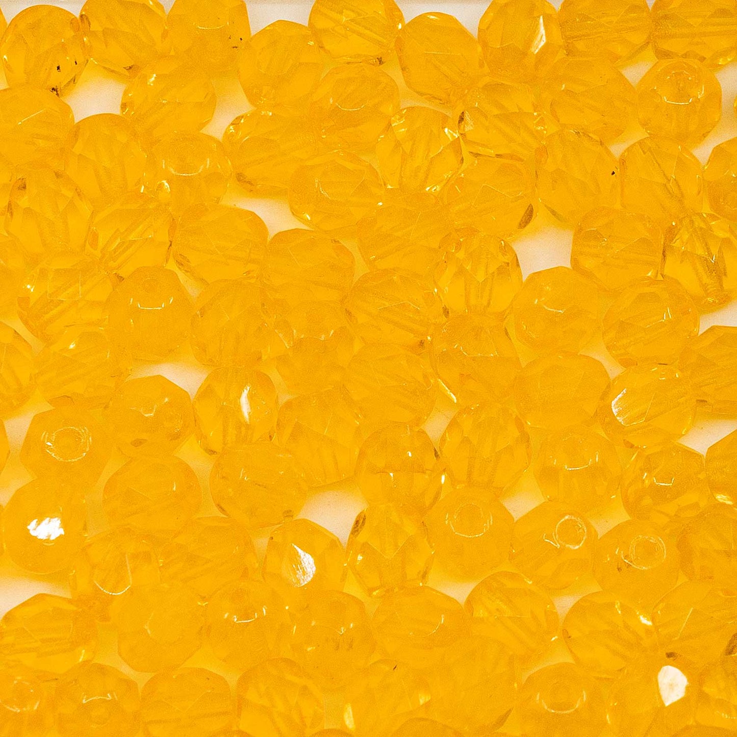 OUTLET Faceted Round Fire Polished Beads, 6 x 6 mm, Transparent Yellow (80020), Glass, Czech Republic