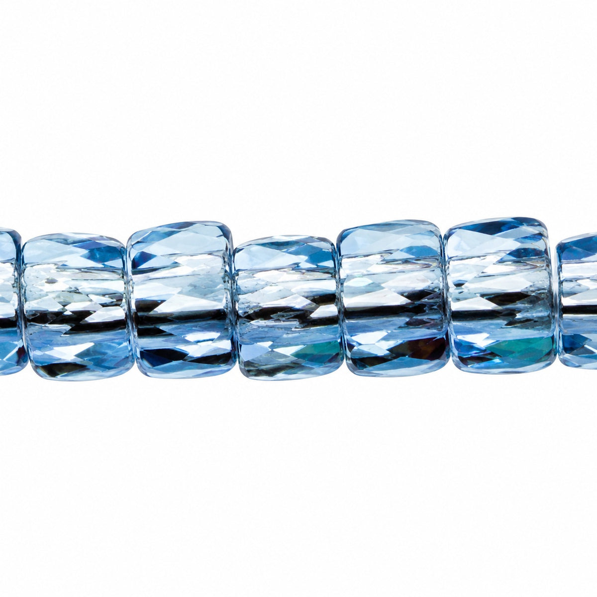 Faceted Oval Beads Special Cut, Transparent Blue (30010), Glass, Czech Republic