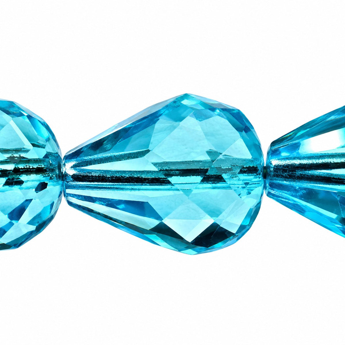 Faceted Fire Polished Beads Special Cut, Transparent Aqua (60000), Glass, Czech Republic