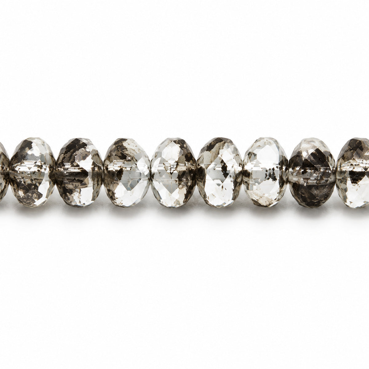 Special Cut Faceted Fire Polished Beads, Transparent Gray Crystal Silver Half Coating (40020-27001), Glass, Czech Republic
