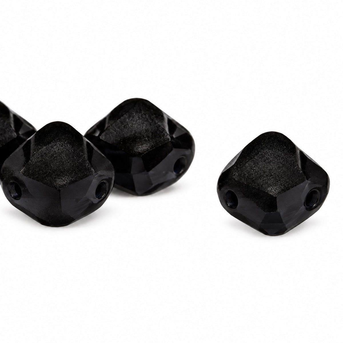 Silky 2-Hole Square Beads, Black Matte (23980-84110), Glass, Czech Republic