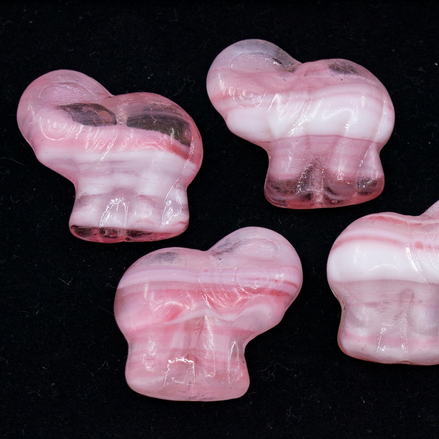 OUTLET 250g/50g Elephant Beads, 20 x 21 mm, Crystal Pink Mixed (75016), Glass, Czech Republic