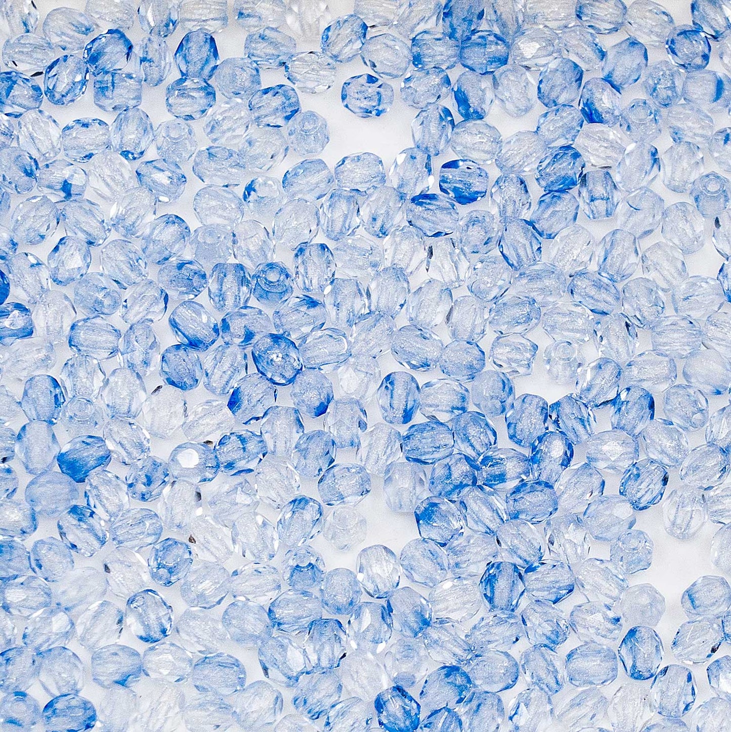 アウトレット 250g ファセットラウンドファイアポリッシュビーズ、3 x 3 mm、ライトブルーミックスカラー1 (00030-81800)、ガラス、チェコ共和国