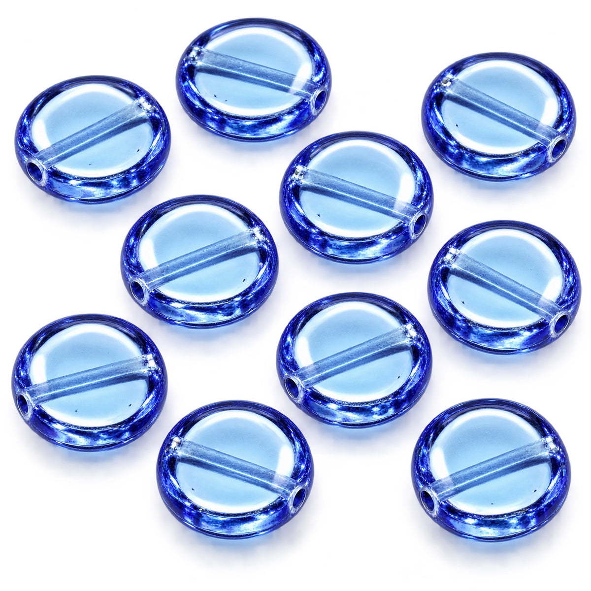 Flat Round Coin Beads, Transparent Light Amethyst (20210), Glass, Czech Republic