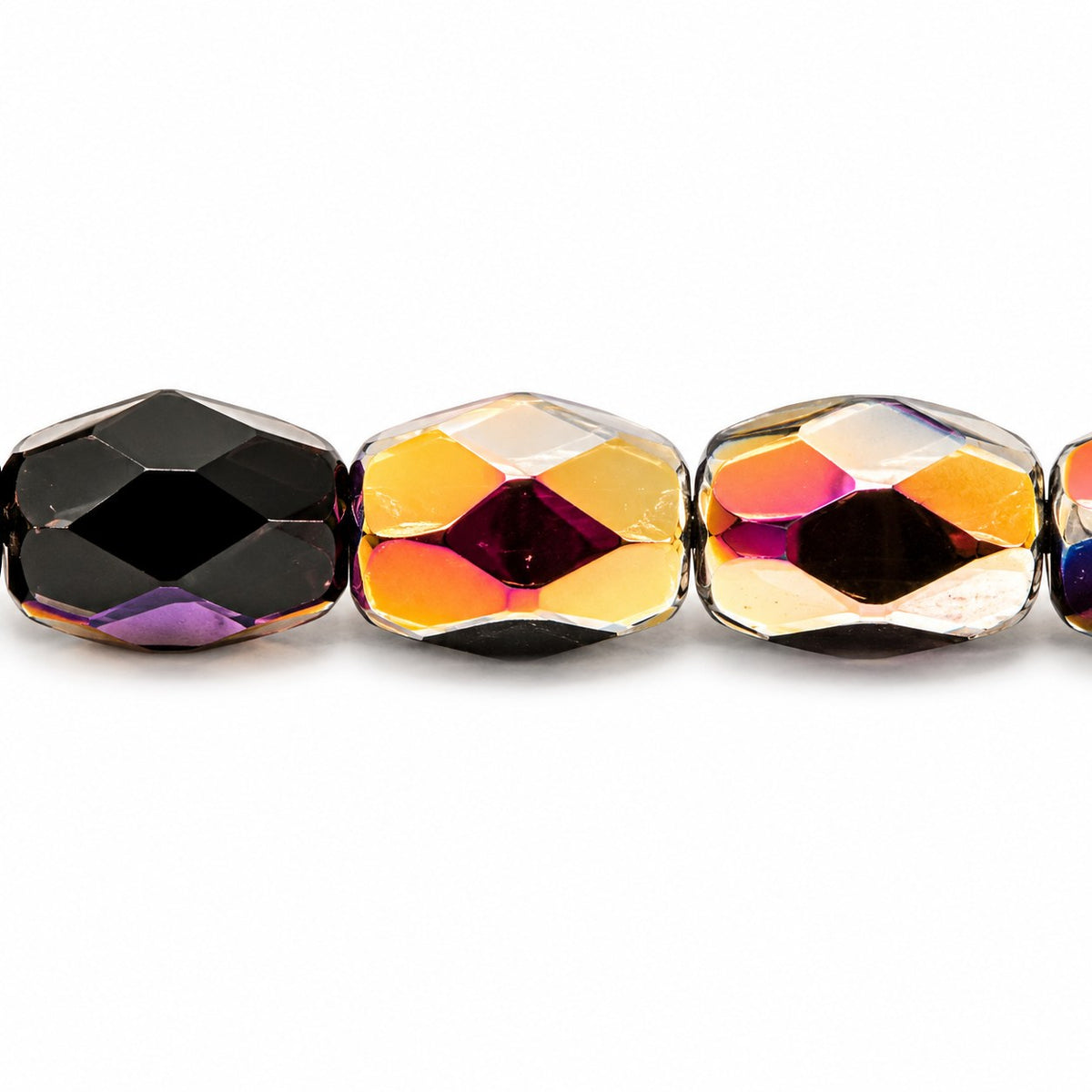 Oval Faceted Beads, Black Sliperit (23980-29501), Glass, Czech Republic