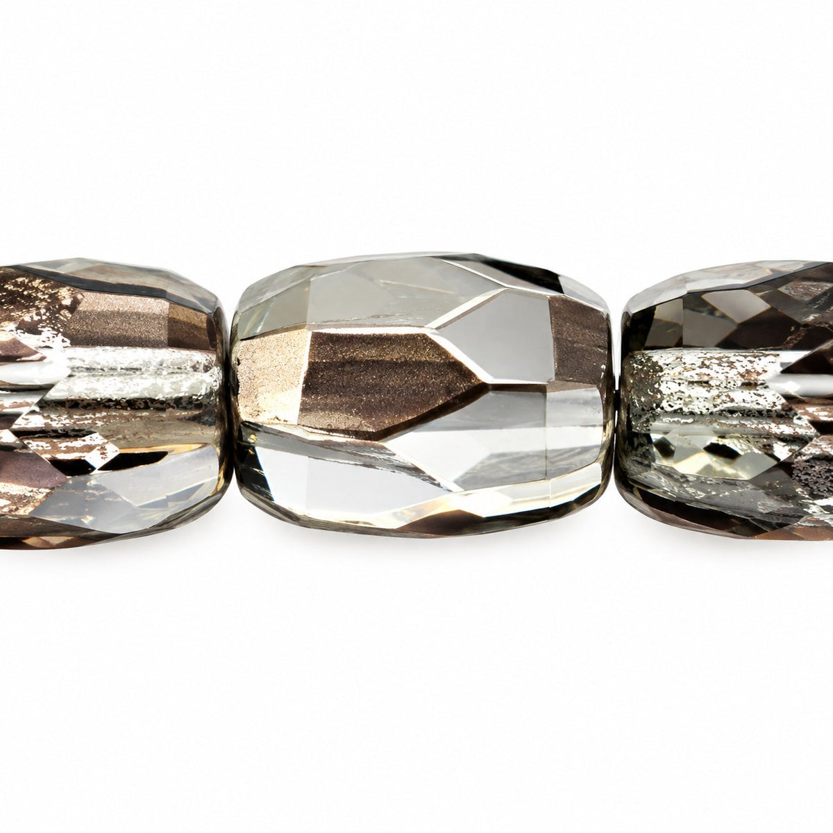 Faceted Fire Polished Beads Special Cut, Crystal Chrom (00030-27401), Glass, Czech Republic