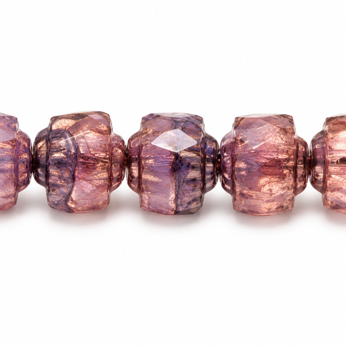 Cathedral Faceted Fire Polished Beads, X3198 Luster Violet Full Coated (x3198-14496), Glass, Czech Republic