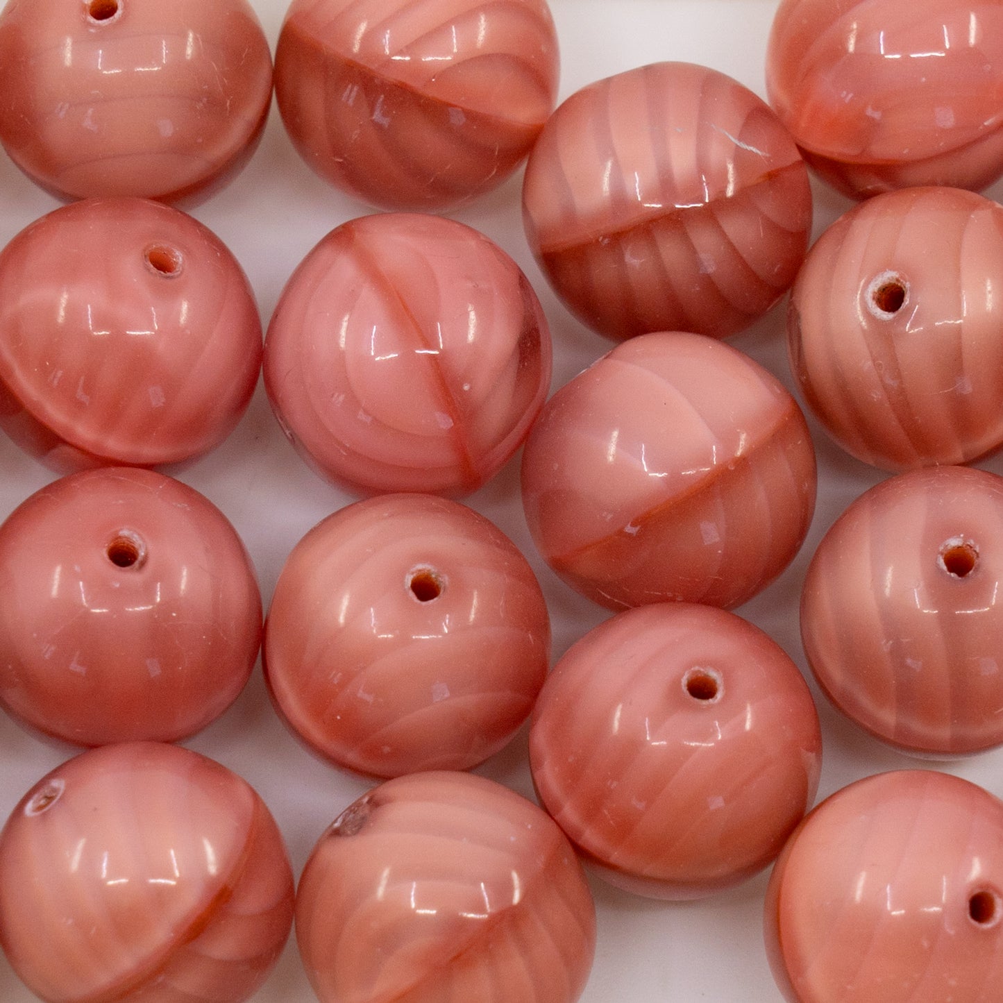 OUTLET 250g/50g Round Druck Beads, 14 x 14 mm, Silky Pink (76027), Glass, Czech Republic