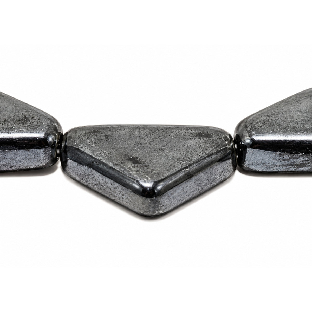 Triangle Pressed Beads, Black Hematite (23980-14400), Glass, Czech Republic