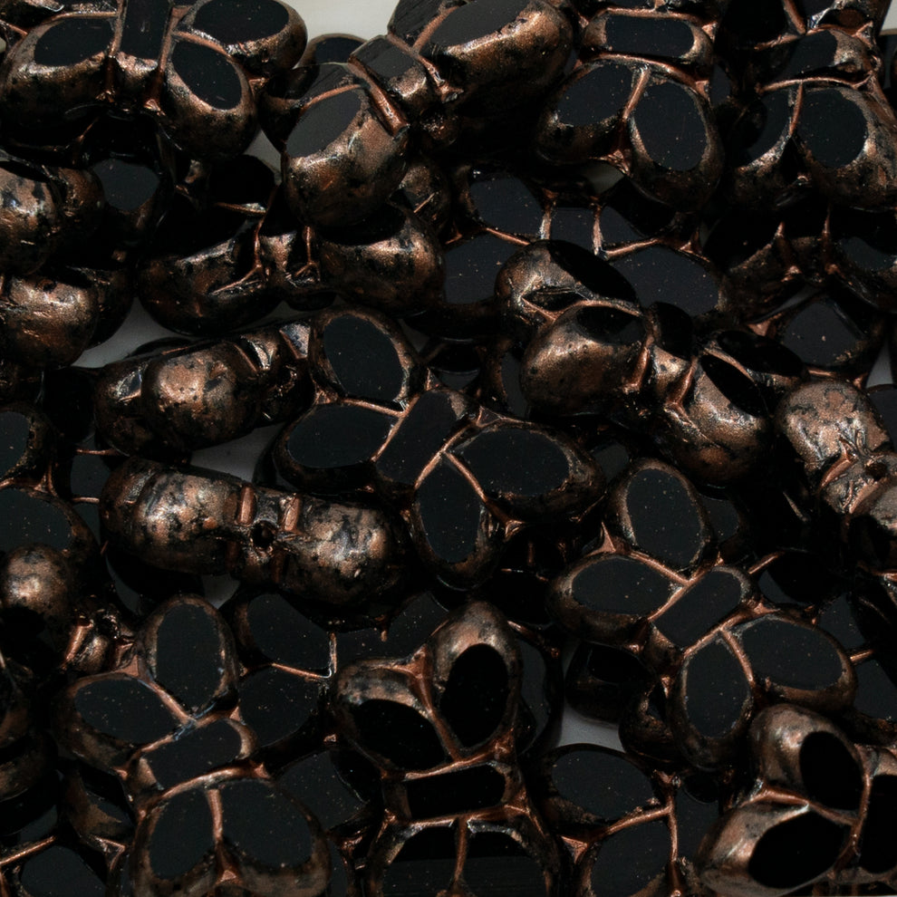 OUTLET 10 grams Table Cut Butterfly Beads, 20 x 12 mm, Black Copper Splash (23980-86750), Glass, Czech Republic