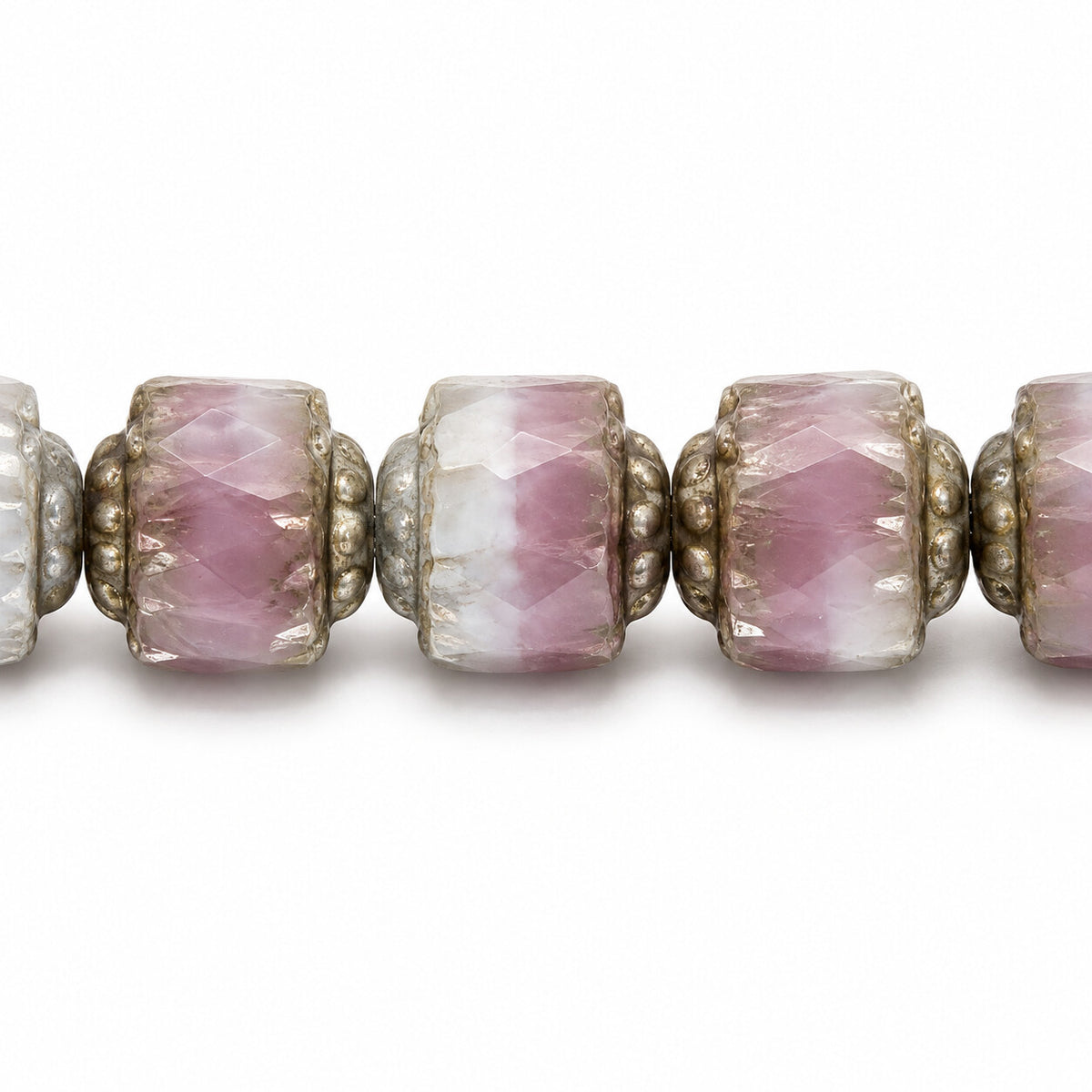 Cathedral Faceted Fire Polished Beads, X1957 Platin (x1957-13702), Glass, Czech Republic