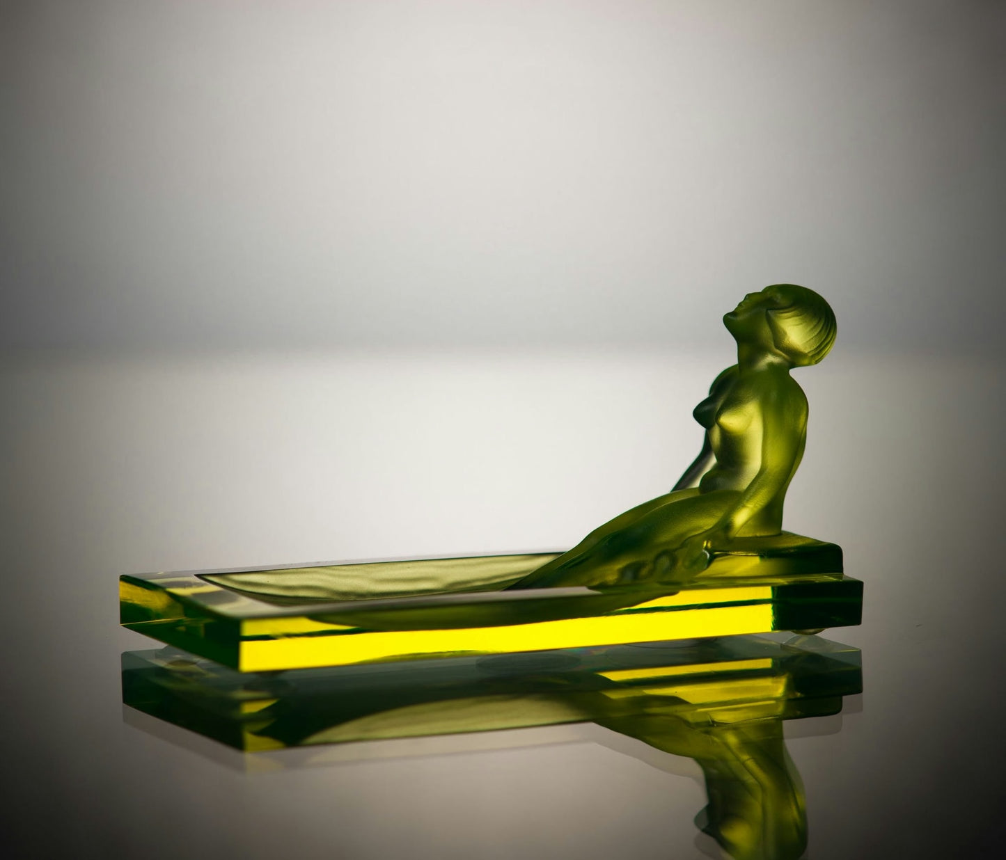 Nude in a Bathtub, Small – Uranium Art Glass, Czech Republic, OUTLET