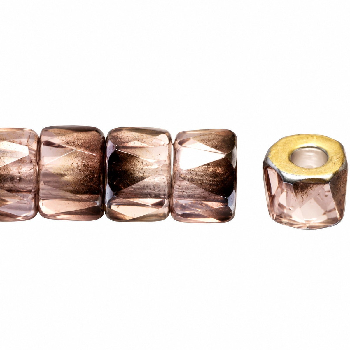 Faceted Oval Beads Special Cut, Transparent Light Amethyst Prismatic Phoenix (20040-27104), Glass, Czech Republic