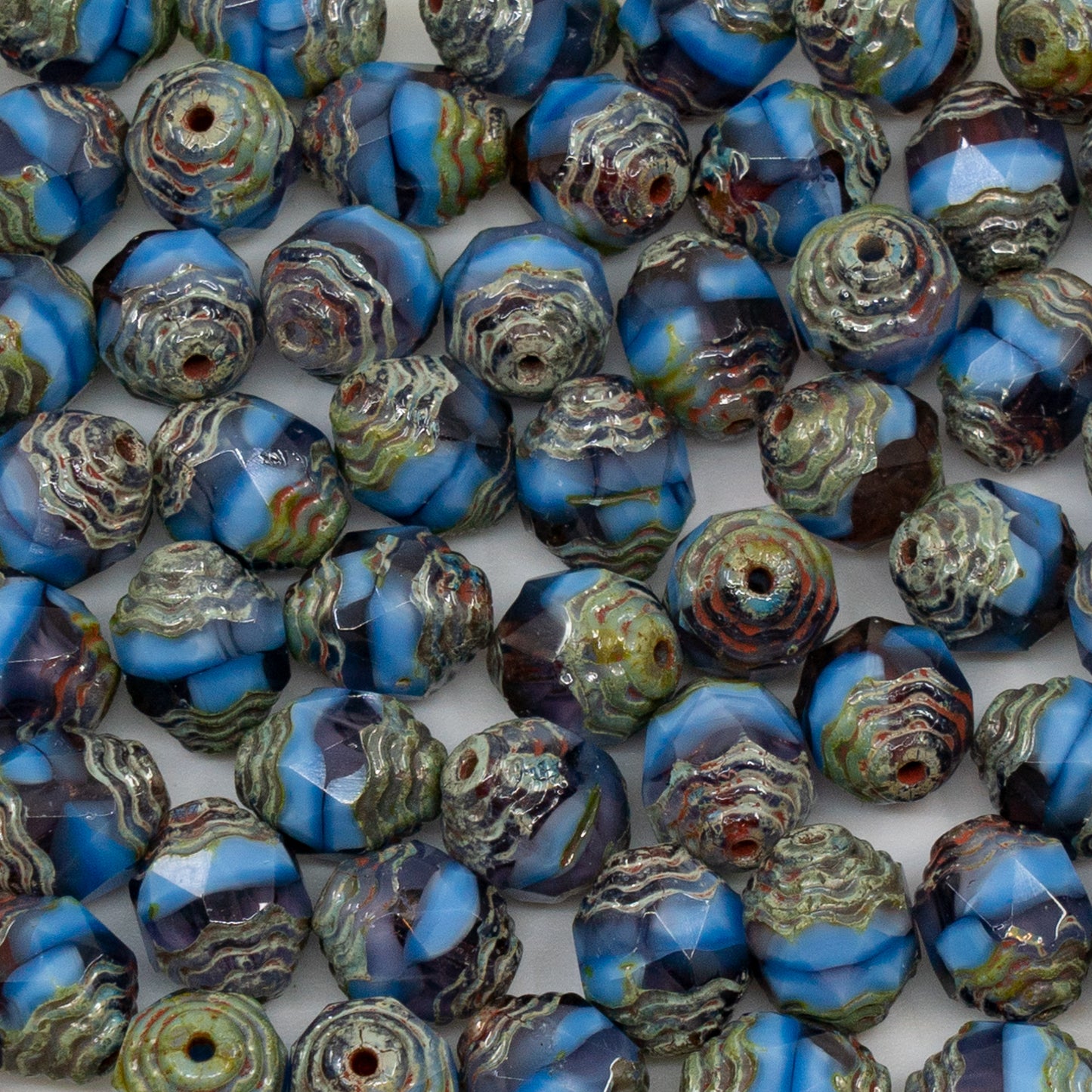 OUTLET 10g Special Cut Faceted Fire Polished Beads, 10 x 8 mm, X2881 Stain Strong (x2881-86805), Glass, Czech Republic