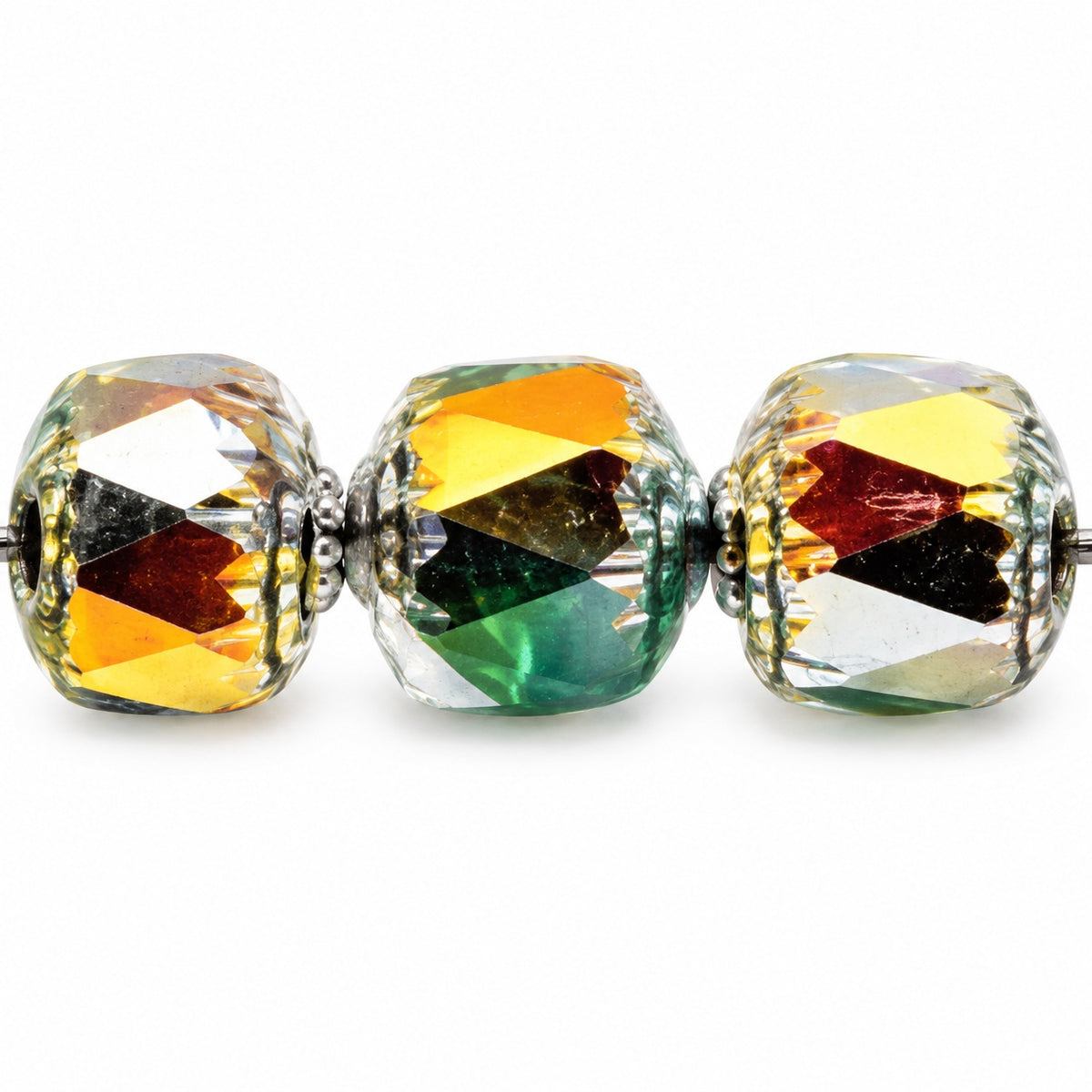 Cathedral Faceted Fire Polished Beads Special Cut, Z0030 Volcano (z0030-28001), Glass, Czech Republic