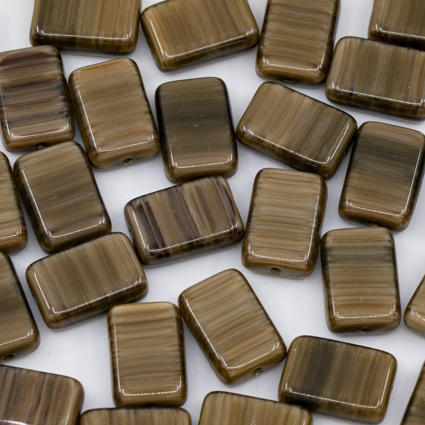 OUTLET 250g/50g Pressed Beads, 12 x 8 mm, Beige Brown Silk (BEIGE-BROWN-SILK), Glass, Czech Republic