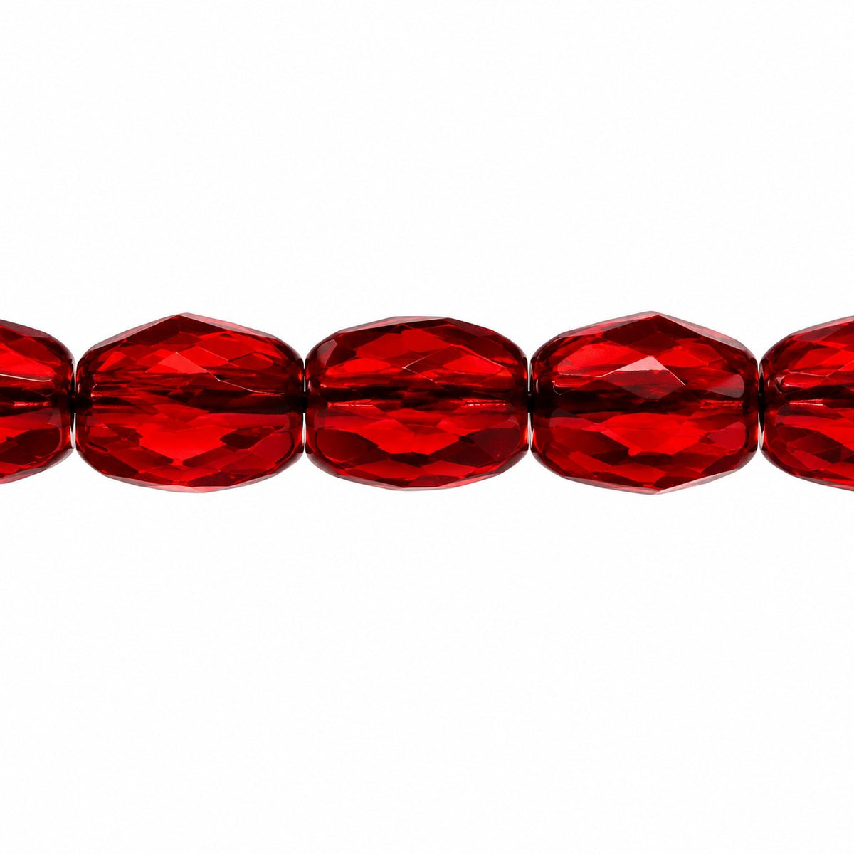 Oval Faceted Beads, Transparent Red (90090), Glass, Czech Republic