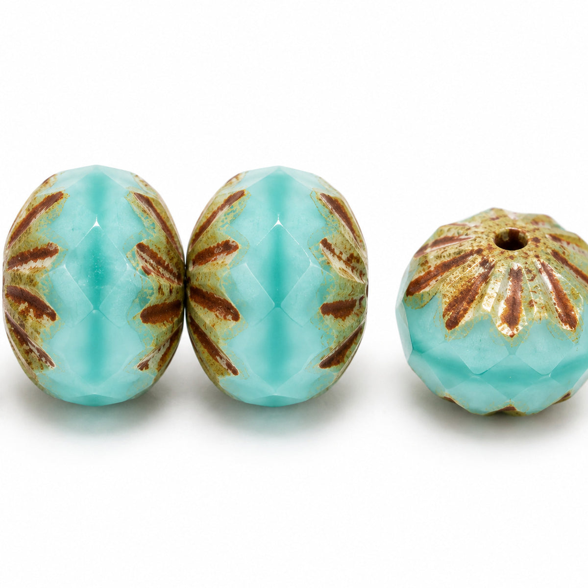Special Cut Faceted Fire Polished Beads, 54210 Picasso (54210-43400), Glass, Czech Republic