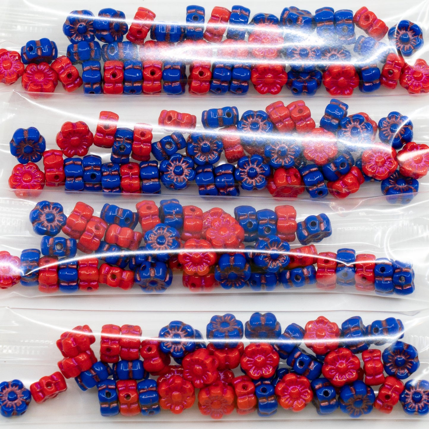 插座 10克夏威夷花珠,红蓝混色(red-blue-mix),玻璃,捷克共和国